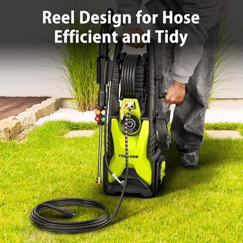 4000 PSI Electric Pressure Washer, 1900W Motor, 4 Adjustable Nozzles, 32.81ft Hose, Foam Cannon, Ideal for Driveways, Patios, Cars, Boats, and More