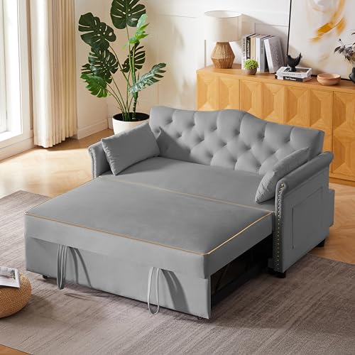68.11" Corduroy Sleeper Chair Bed with USB Port, Cup Holders & Side Storage Pockets – 3-in-1 Foldable Sofa Bed for Guest Room, Living Room – White