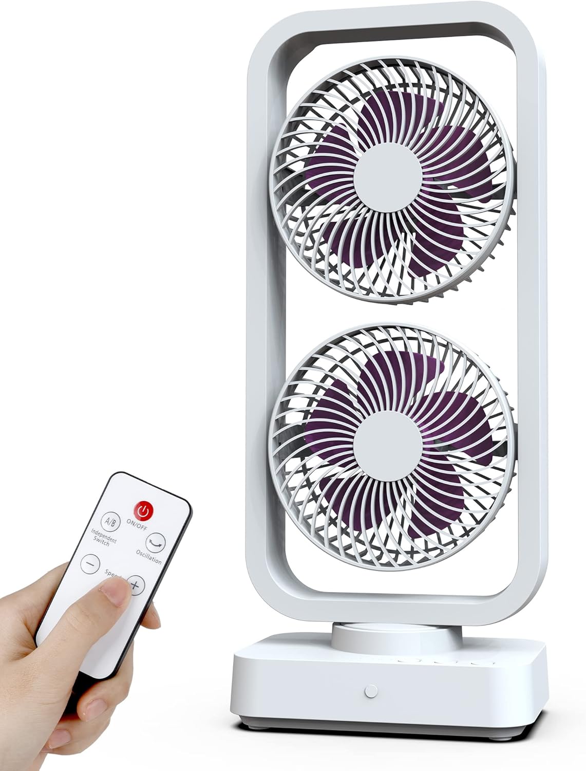 10000mAh Desk Fan Battery Operated, 16 Inch Oscillation Tower Fan with Remote, Portable Rechargeable Quiet Table Fan, Personal Small Oscillating Fan