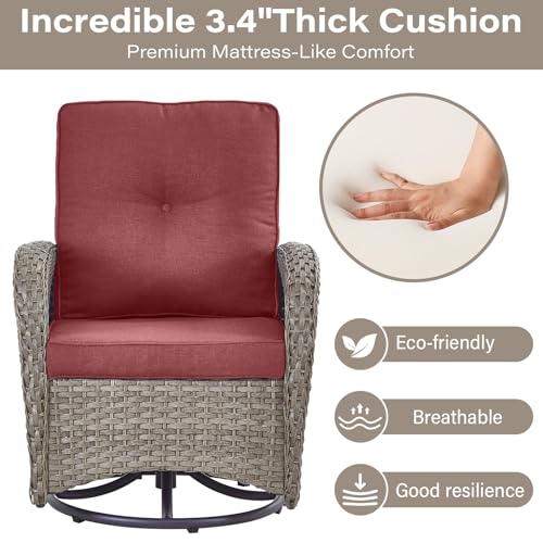 Patio Wicker Chairs Swivel Rocker - Outdoor Swivel Rocking Chairs Set of 2 with Rattan Side Table