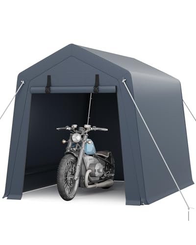7x10 FT Portable Outdoor Storage Shed with 2 Roll-Up Zipper Doors & Vents, 240G Heavy-Duty Shelter Waterproof PE Tarp