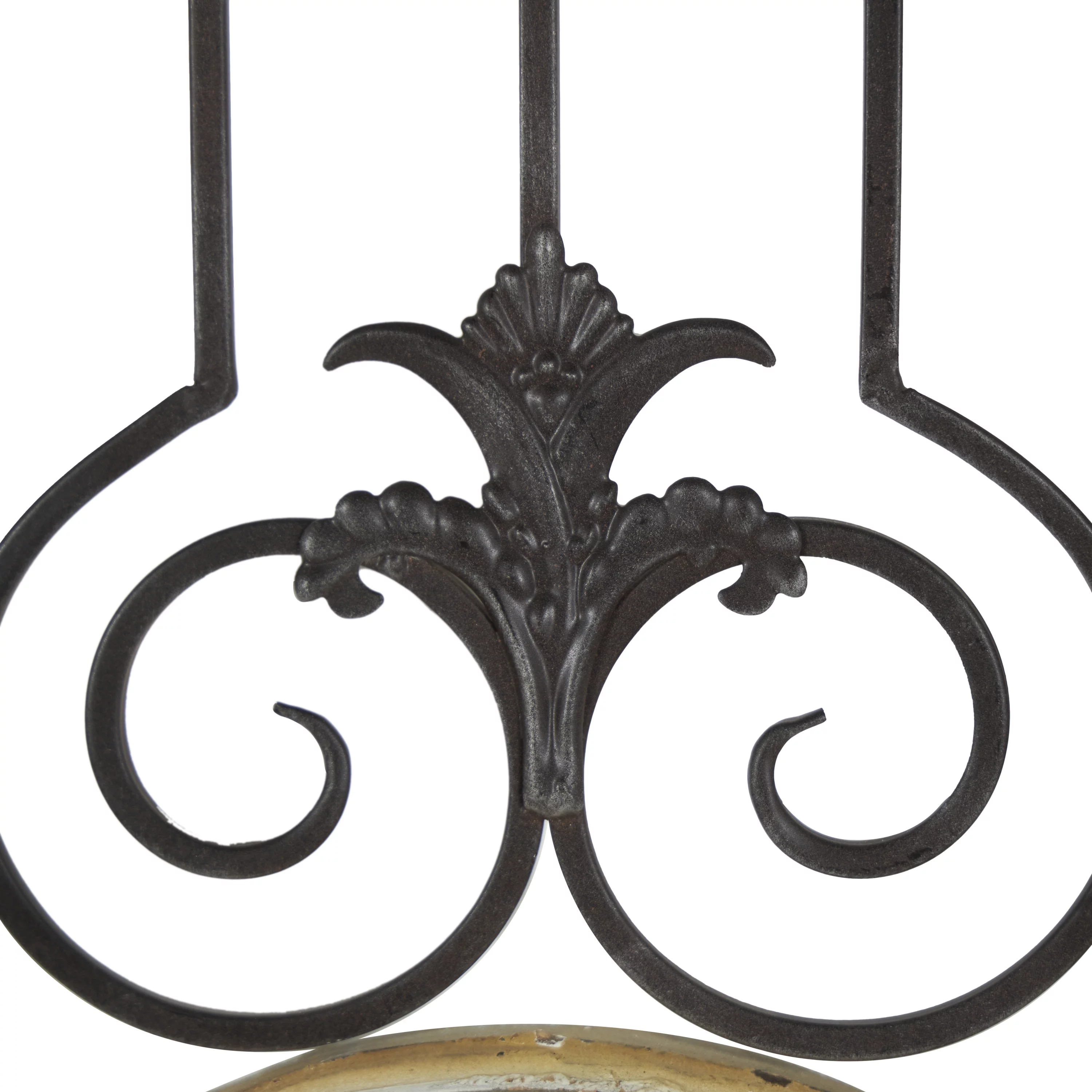 DecMode White Wood Distressed Door Inspired Ornamental Scroll Wall Decor with Metal Wire Details