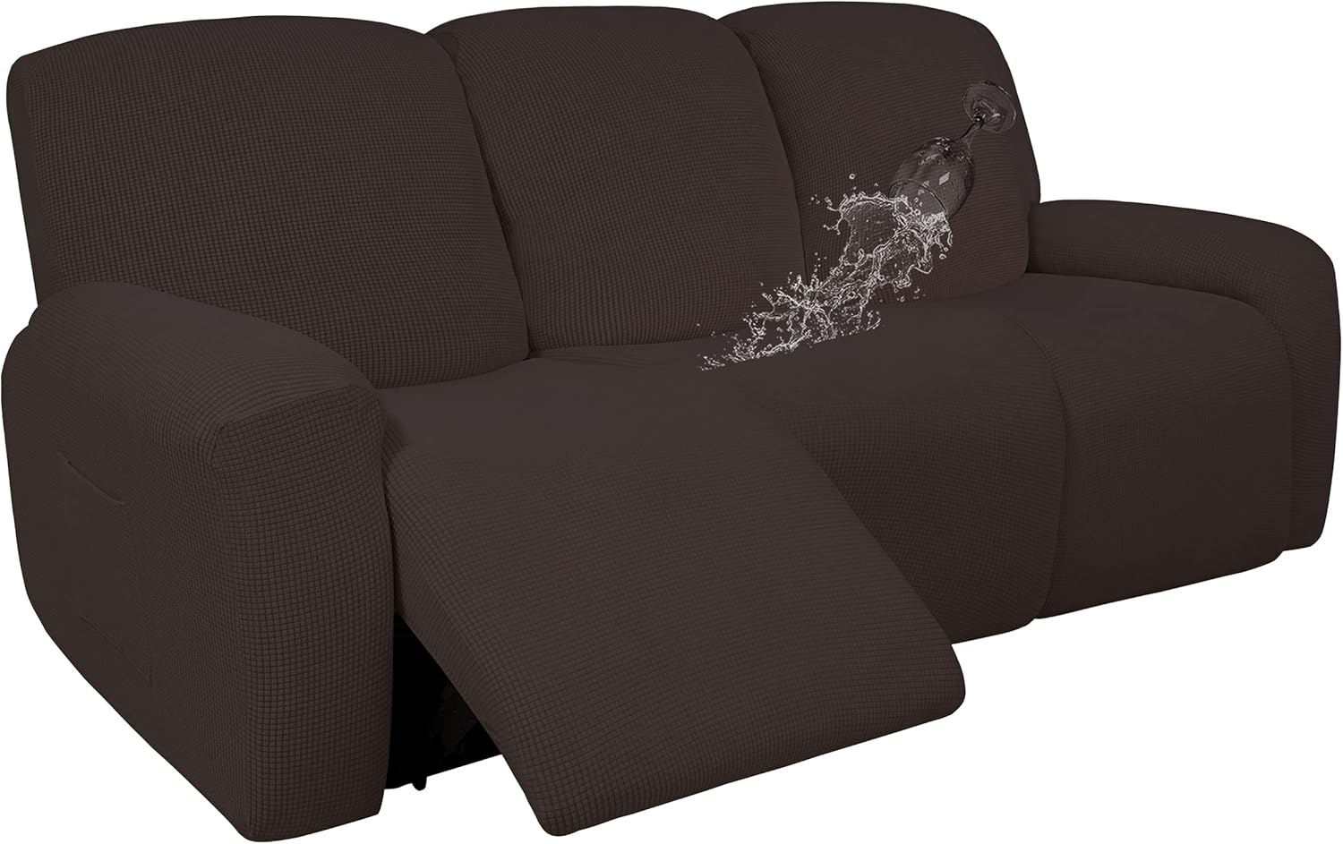 Easy-Going 100% Dual Waterproof Recliner Sofa Cover, 8-Pieces Stretch Reclining Couch Cover with Pocket