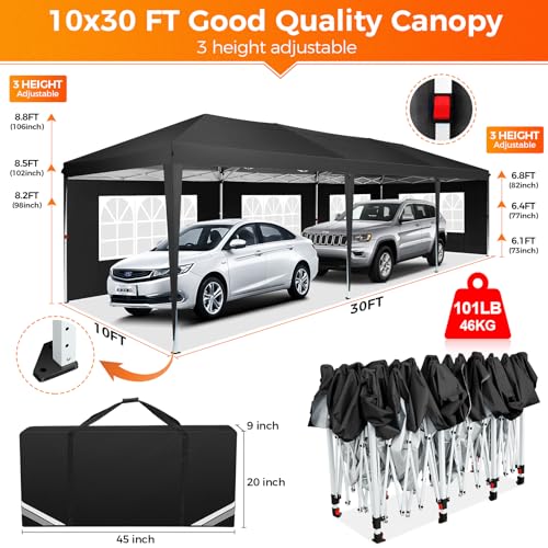 COBIZI 10x10 Pop up Canopy Tent Protable Canopy Tent with 4 Sidewalls Waterproof Commercial Instant Shelter for Parties, Wedding