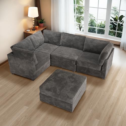 ovios 130.7" Modular Sectional Sofa Couch, U-Shaped Cloud Couches with 2 Ottomans Chaise
