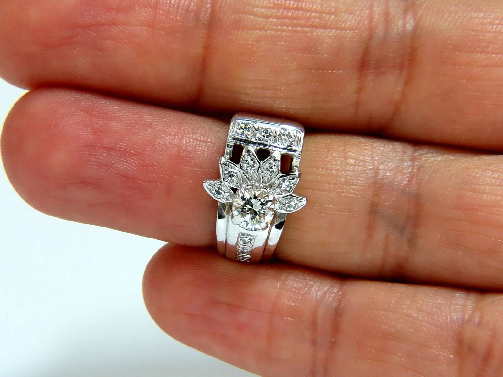 .72ct. VICTORIAN REVIVAL DIAMONDS COCKTAIL RING G/VS 14KT