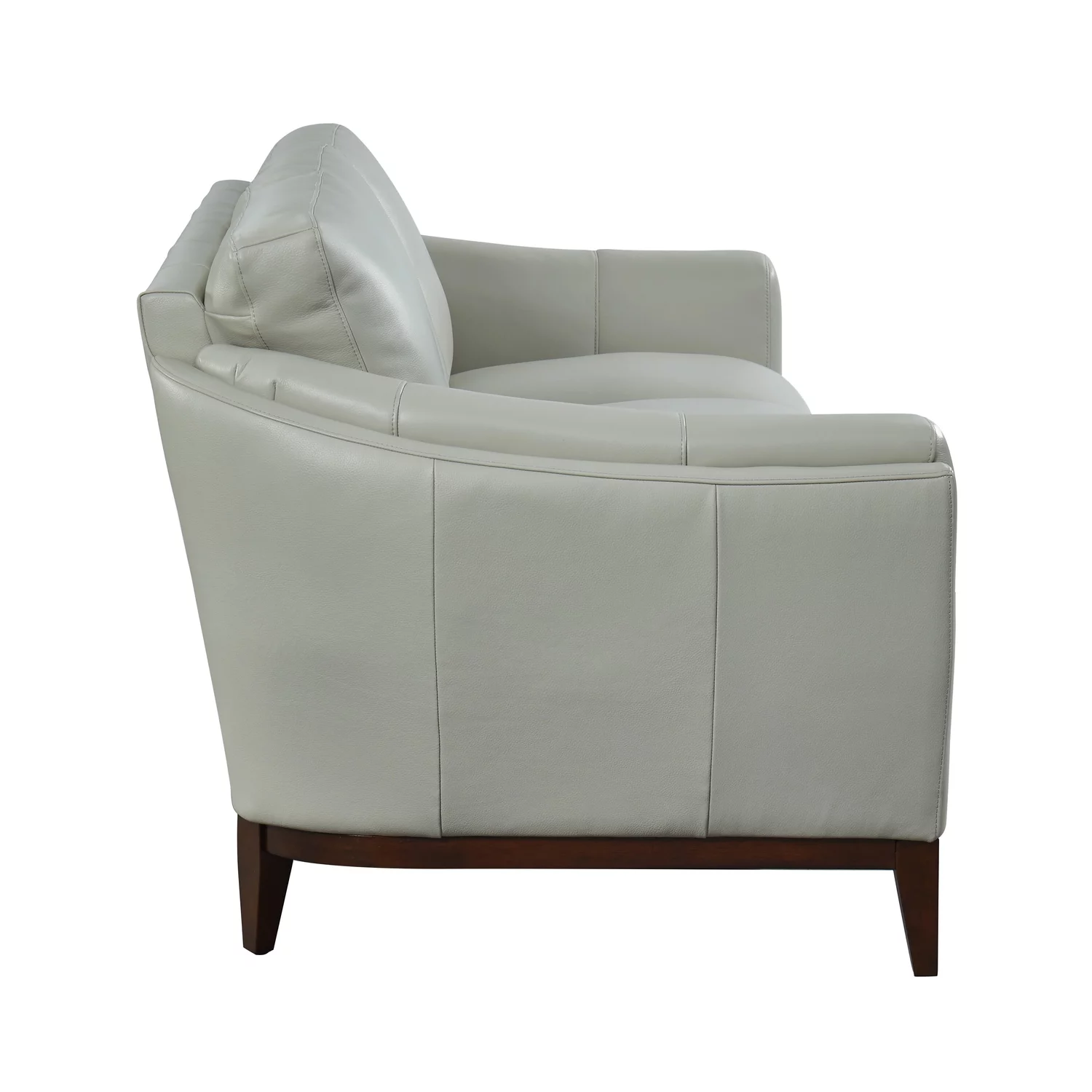 Hello Sofa Home Rio Modern Wood and Top Grain Leather Sofa in White