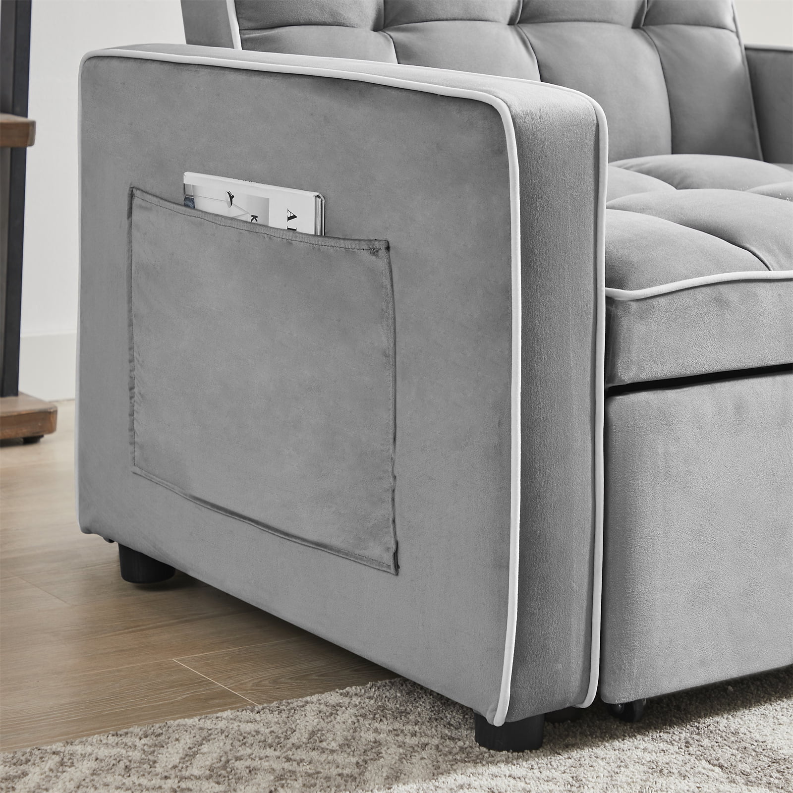 Belord 3-in-1 Velvet Chair Bed