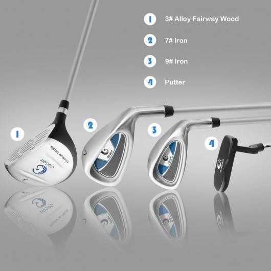 Ultimate 31x22 Portable Junior Complete Golf Club Set for Kid Age 8+ Set of 5 Blue