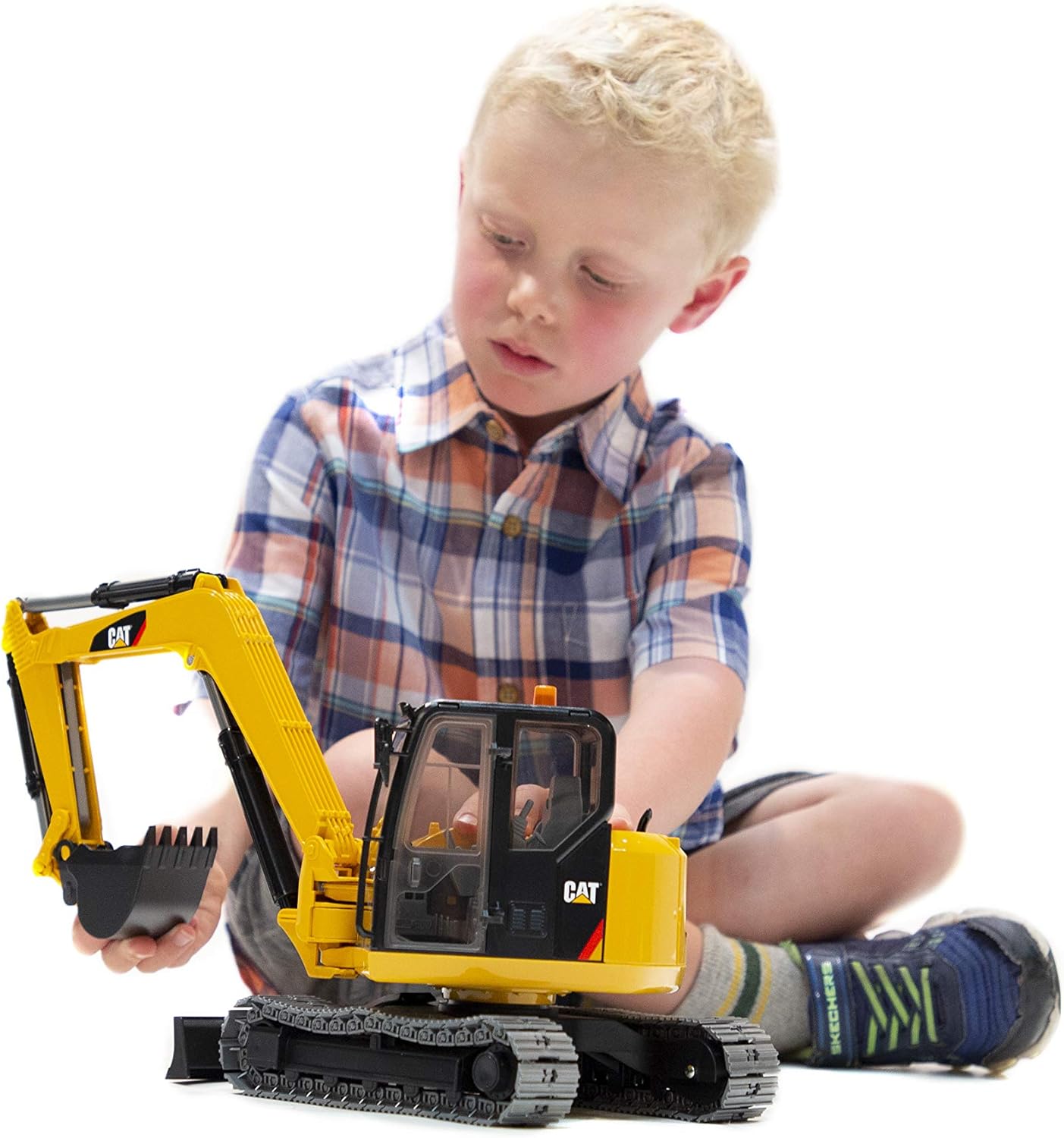 Bruder Toys - Construction Realistic CAT Mini Excavator Vehicle with Rotatable Cab and Removeable Shovel - Ages 3+