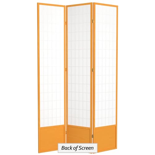 Red Lantern 7 ft. Tall Window Pane Shoji Screen-White-3 Panels Room Divider
