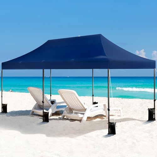 Yaheetech Heavy Duty Pop Up Canopy Tent, 10x20 Commercial Instant Shelter Tent for Wedding, Parties, Adjustable Outdoor Canopy with Wheeled Carry Bag