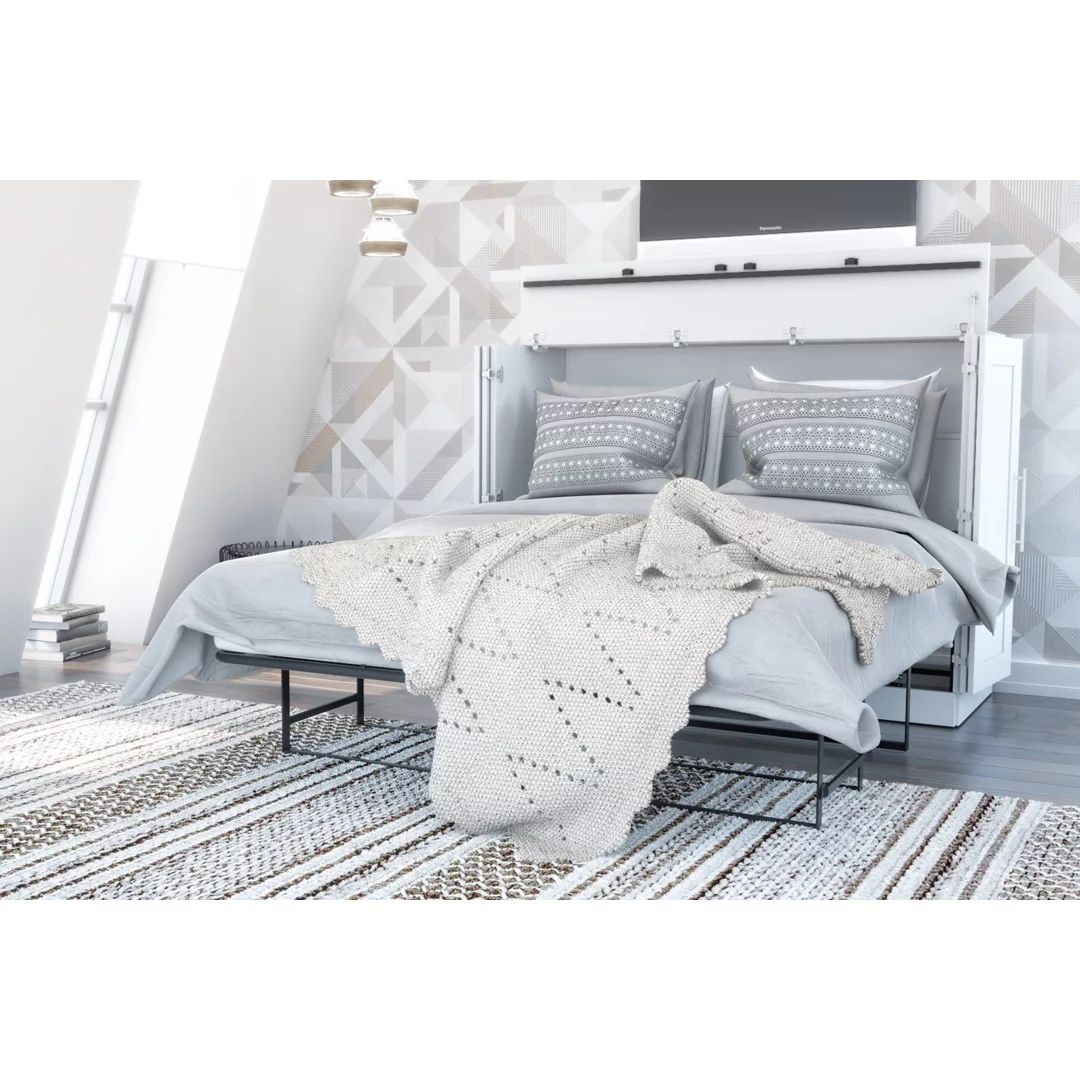 Bestar Pur Full Cabinet Bed with Mattress in White