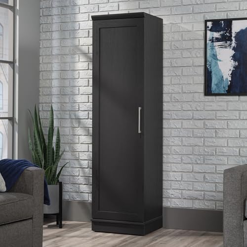 Sauder HomePlus Narrow Pantry Storage Cabinet Slim Single Door with Adjustable Shelves, Kitchen Laundry Bathroom Storage Cabinet, in Soft White