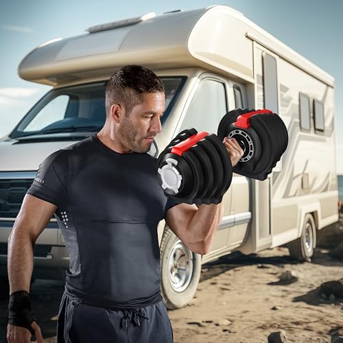 Yaheetech Adjustable Dumbbell Set 28/40/52.5/90LBS Adjustable Dumbbells Fast Adjust Dumbbell Weight Set with Anti-Slip Handle and Tray for Men/Women