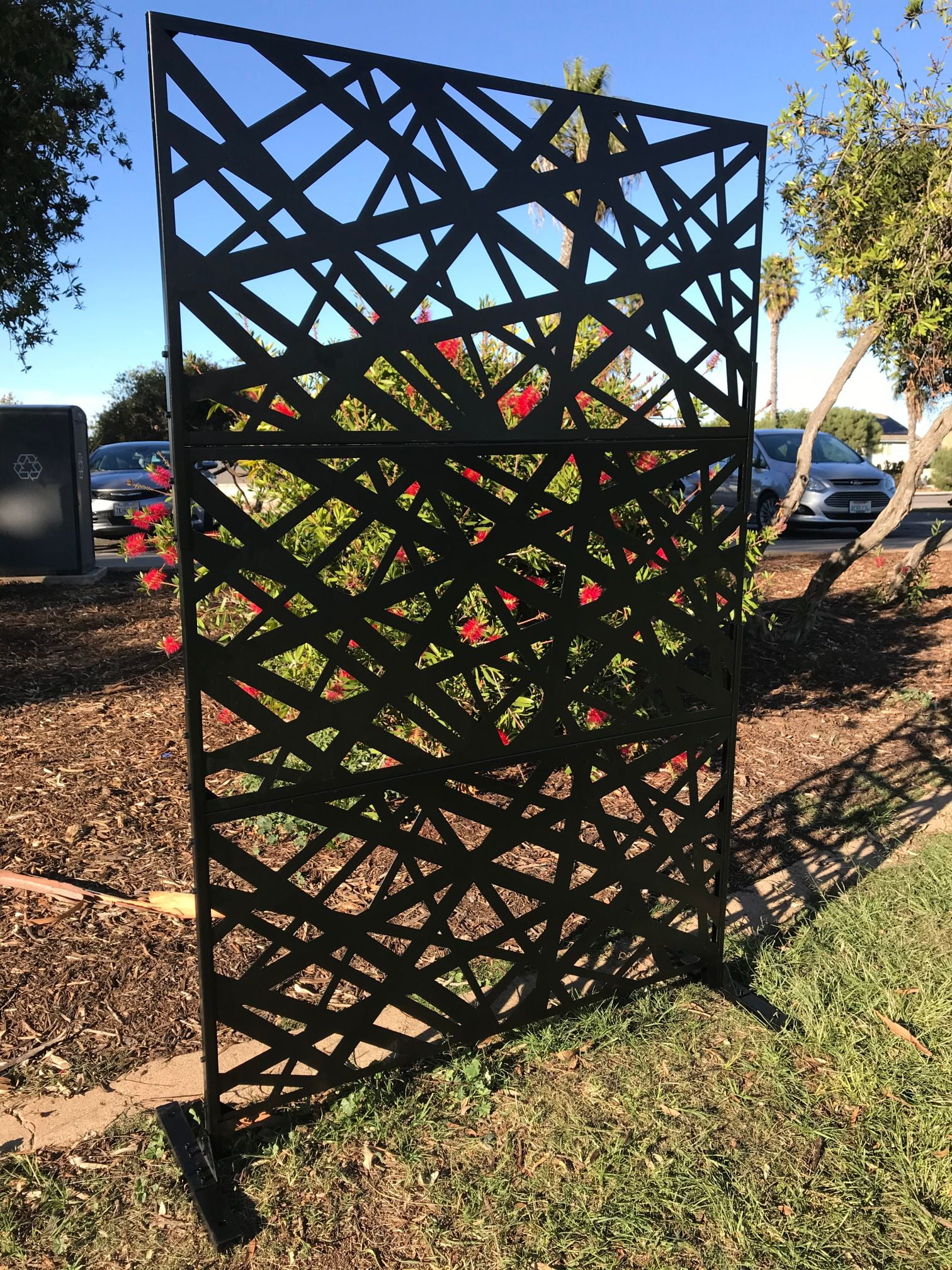 Metal Privacy Screen, Laser Cut Decorative Steel Privacy Panel Metal Fencing, Hanging Room Divider Partitions Panel Screen,48x75in C007