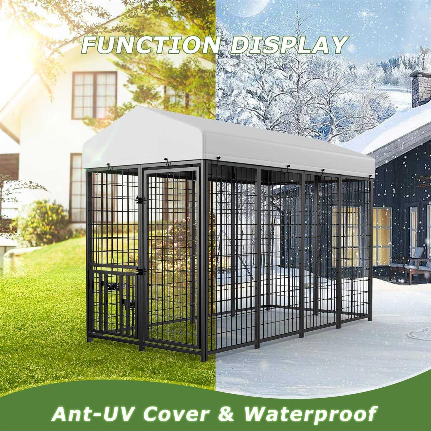 ROOMTEC Large Dog Kennel Outdoor Pet Pens Dogs Run Enclosure Animal Hutch Metal Coop Fence - Pet Supplies online store