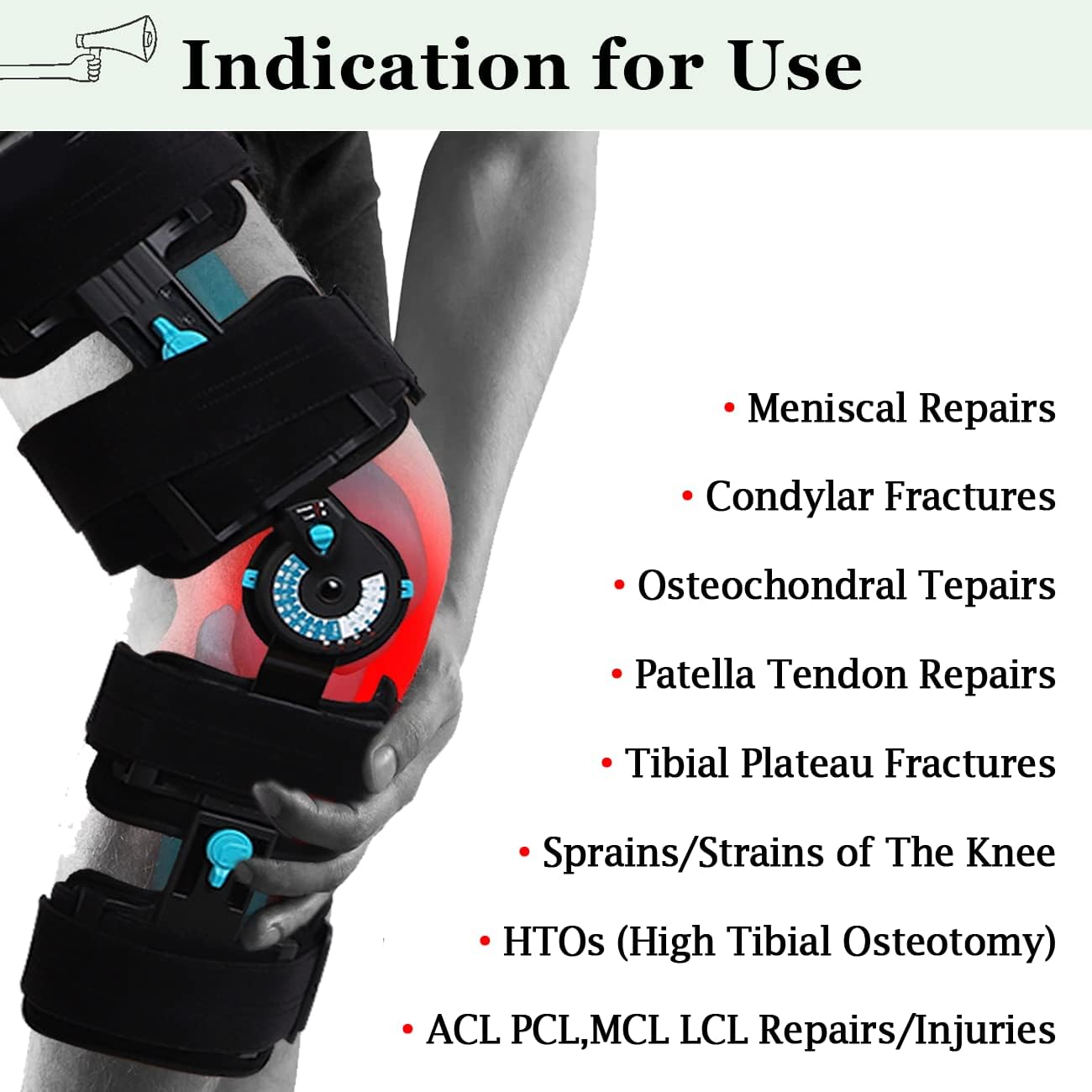 Orthomen Hinged Post Op Knee Brace, Adjustable ROM Leg Stabilizer Recovery Immobilization After Surgery