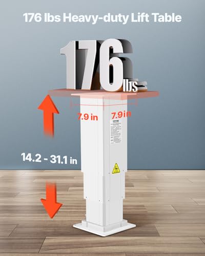 VEVOR Electric Lifting Column System, 176 lbs Lift Table, 14.2-31.1 in Height Range, Three-Stage Adjustable Desk Column, Telescopic Table Leg
