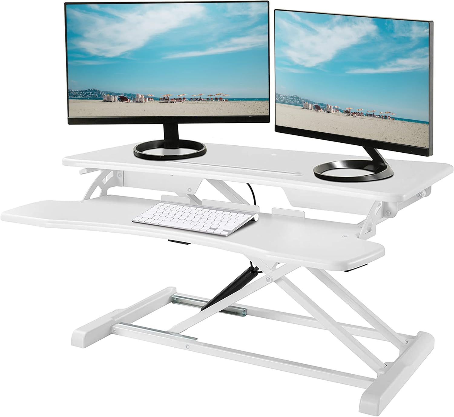 TechOrbits Standing Desk Converter - 37-inch Height Adjustable, MDF Wood, Sit-to-Stand Riser - Black