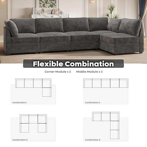 ovios 130.7" Modular Sectional Sofa Couch, U-Shaped Cloud Couches with 2 Ottomans Chaise