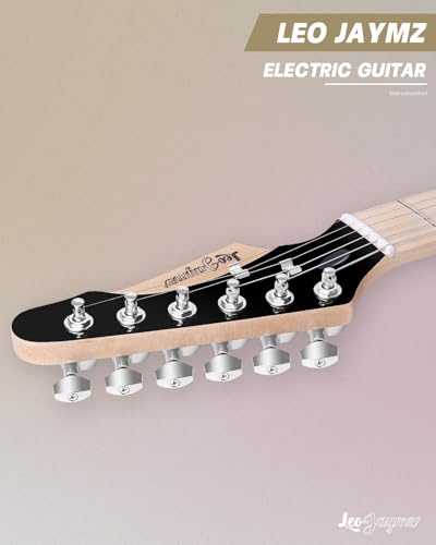 Leo Jaymz 39" Full Size ST Style Electric Guitar Starter Kit with SSH Pickup, 5W Portable Amp, Tuner, Gig Bag, Strap & Accessories (Violet Ocean)