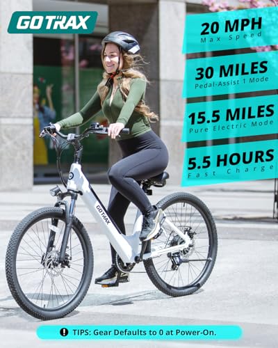 Gotrax Dolphin 26" Electric Bike, Max Range 30Miles(Pedal-assist1) & 20Mph Power by Peak 500W, 5 Pedal-Assist Levels & Front Suspension