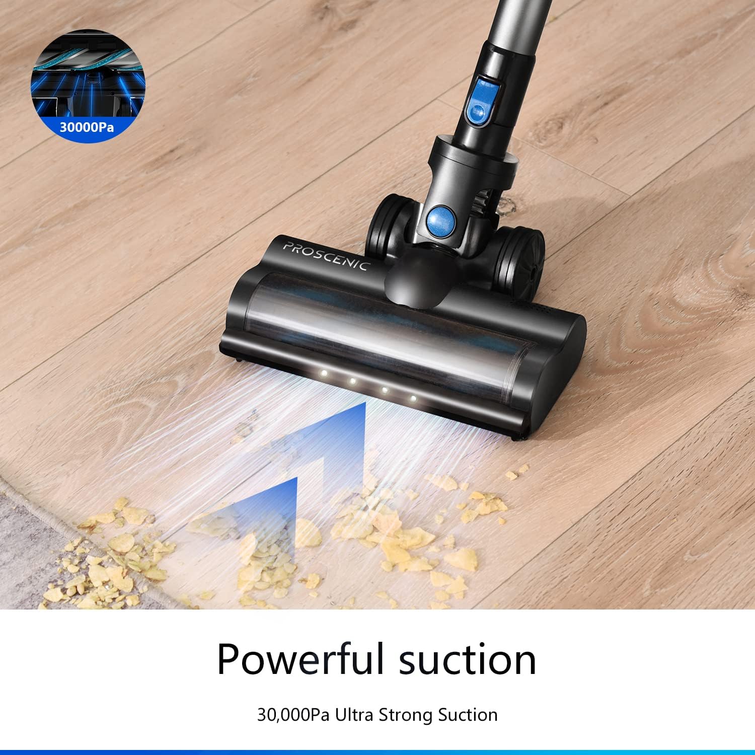 Proscenic P11 Smart Cordless Vacuum Cleaner, Up to 60mins Runtime, Handheld Vacuum with 30KPA Strong Suction Power, Smart App Integration, for Home