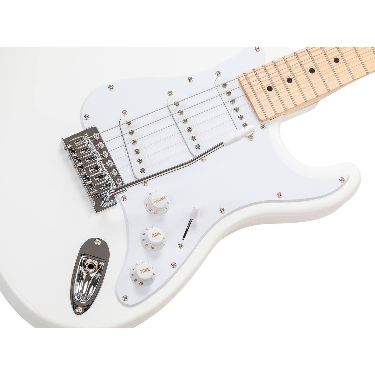 Monoprice Indio Cali Classic Electric Guitar - White, with Gig Bag