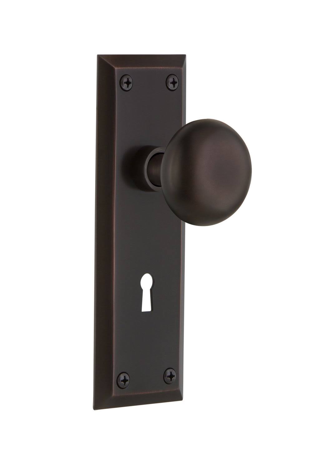 Nostalgic Warehouse 700460 New York Plate with Keyhole Passage New York Door Knob, Timeless Bronze