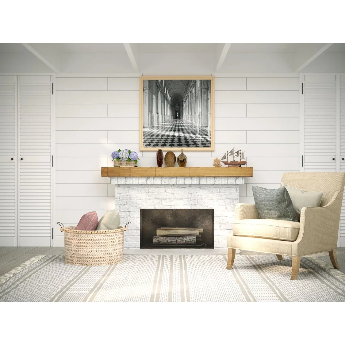 Dogberry Collections Rustic Fireplace Mantel Shelf Silverwood 48" Wood Finish Wood, Solid Wood Western, Rustic Wall Mounted, Mantel