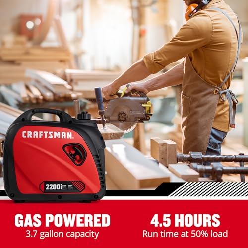 Craftsman C0010250 2,500-Watt Gas Portable Generator - Reliable Power for Outdoor Activities - Quiet Operation - Lightweight and Compact Design