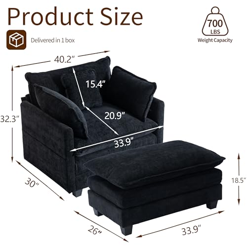 SweetGO corporation 40" Chenille Lounge Chair for Reading, Modern Couch Cozy Sofa Bed