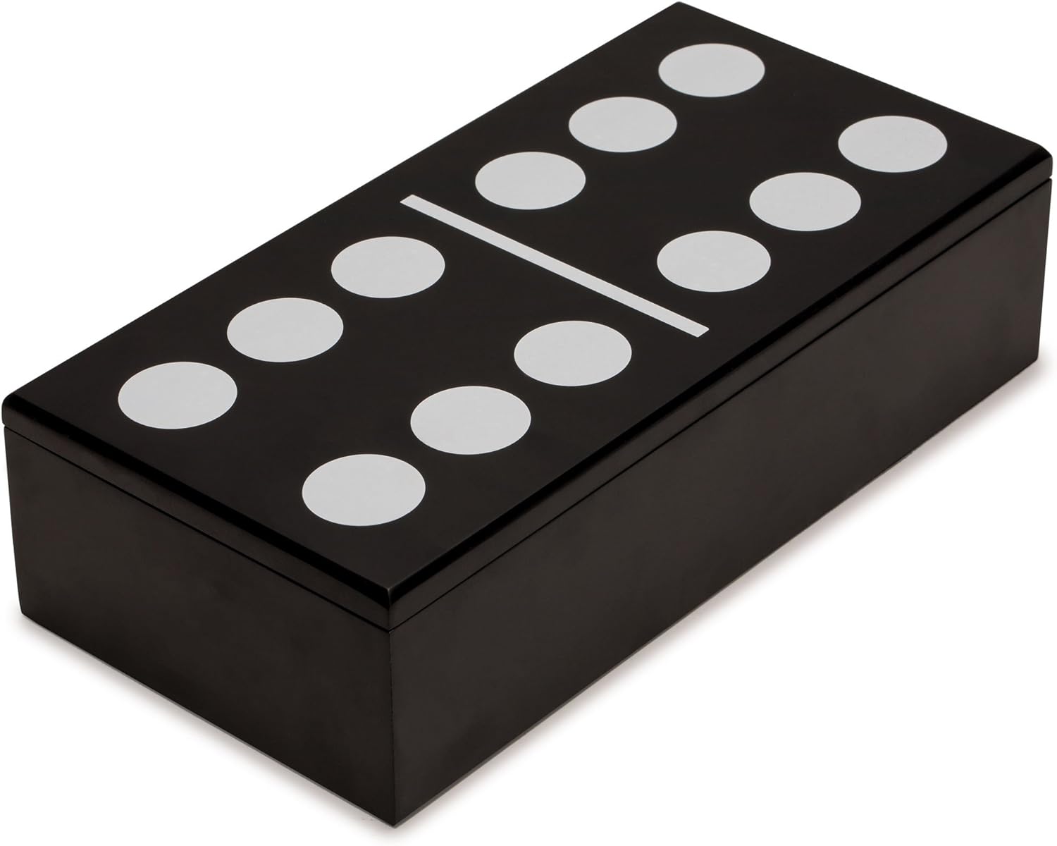 Yellow Mountain Imports Double 12 Colored Pips/Dots Dominoes in Black Lacquer Case