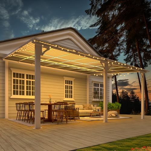 AECOJOY 10&rsquo; x 10&rsquo; Gazebo, Wall Mounted Gazebos Pergola on Clearance, Outdoor Patio Lean to Gazebo Awnings for Deck, Porch