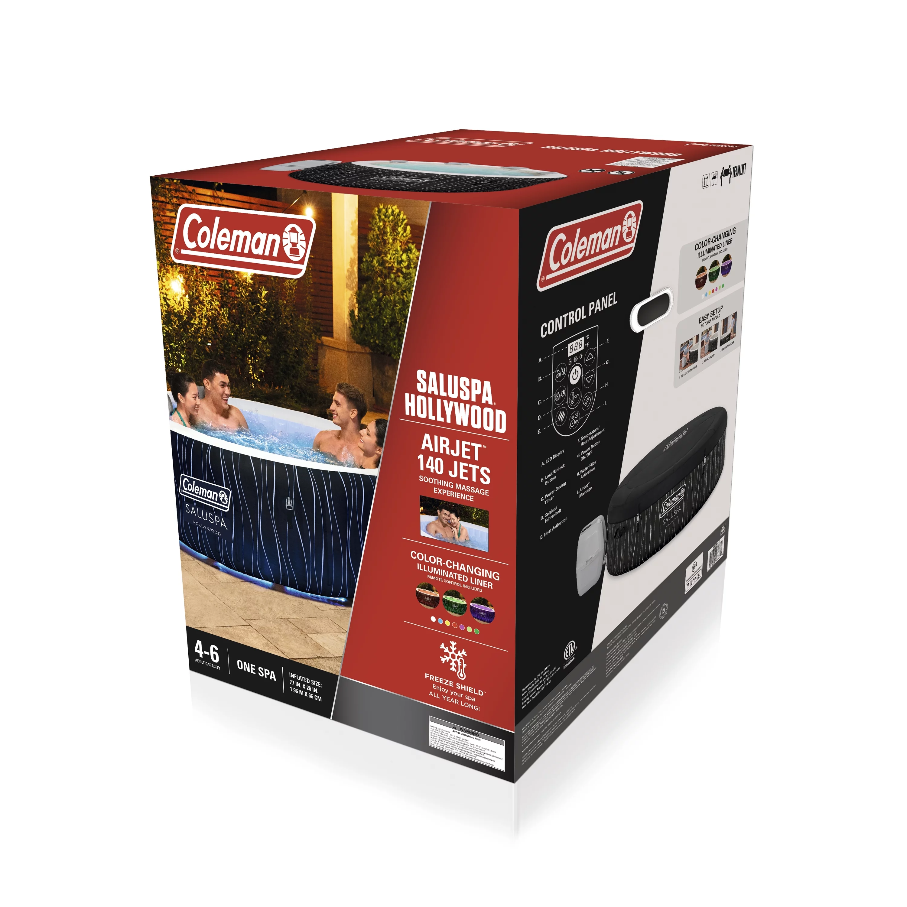 Coleman Hollywood Luxe AirJet 240 gal. Winter Inflatable Hot Tub with LED Lights, Maximum Temperature of 104˚F