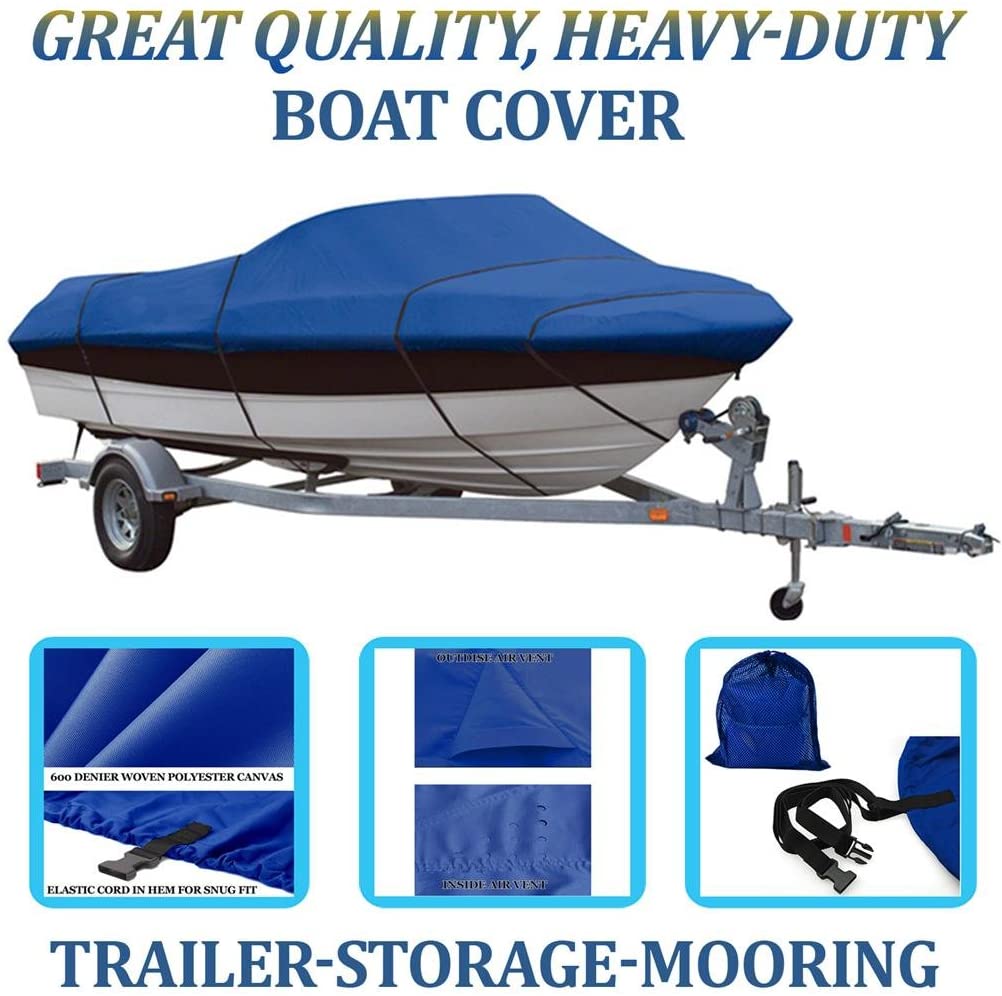 BLUE, GREAT QUALITY BOAT COVER Compatible for ALUMACRAFT PHANTOM V-185 1996
