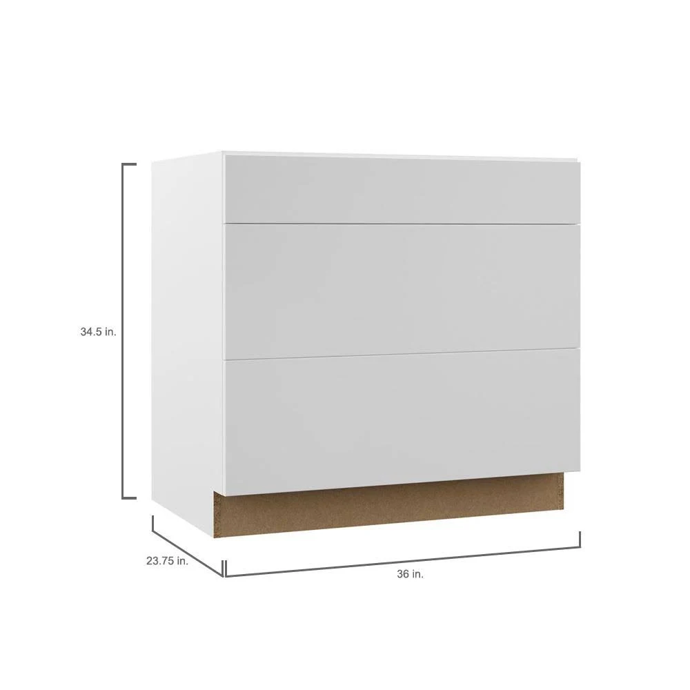 Hampton Bay Designer Series Edgeley Assembled 36x34.5x23.75 in. Pots and Pans Drawer Base Kitchen Cabinet in White