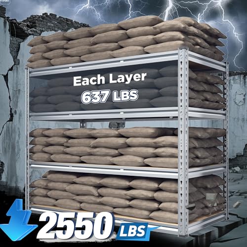 REIBII 48" W Garage Shelving Heavy Duty 3020LBS Storage Shelves 5 Tier Heavy Duty Shelving Adjustable Garage Shelves for Basement, Warehouse