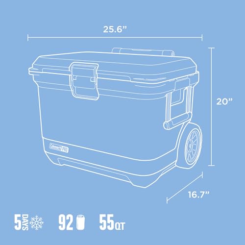 Coleman Pro Heavy-Duty 45qt Ultra-Light Premium Hard Cooler, Extra-Thick Insulation Keeps Ice up to 4 Days, 74-Can Capacity