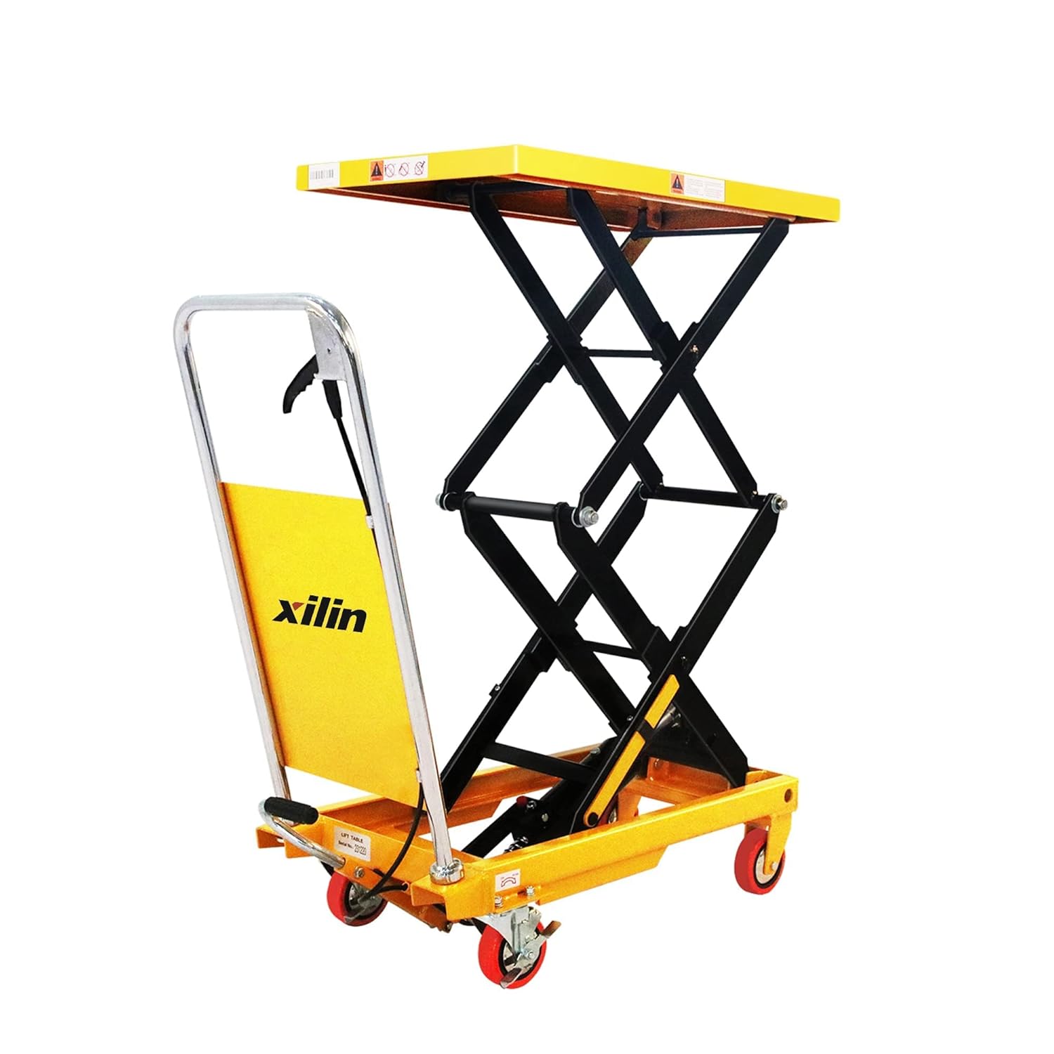 Xilin Manual Hydraulic Lift Table Cart Double Scissor 330lbs Capacity 43.3 Lifting Height Material Handling