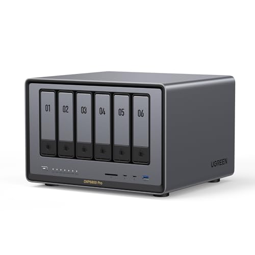 UGREEN NASync DXP6800 Pro 6-Bay Desktop NAS, Intel i5 1235u 10-Core CPU, 8GB DDR5 RAM, 128G SSD, 2 * 10GbE, 2 * M.2 NVMe Slots, 8K HDMI, 2 * TBT4