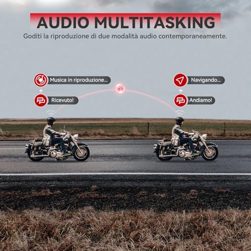 Motorcycle Bluetooth Headset V5.2 with Music Sharing, 2-Way Motorcycle Helmet Bluetooth with IP67 Waterproof