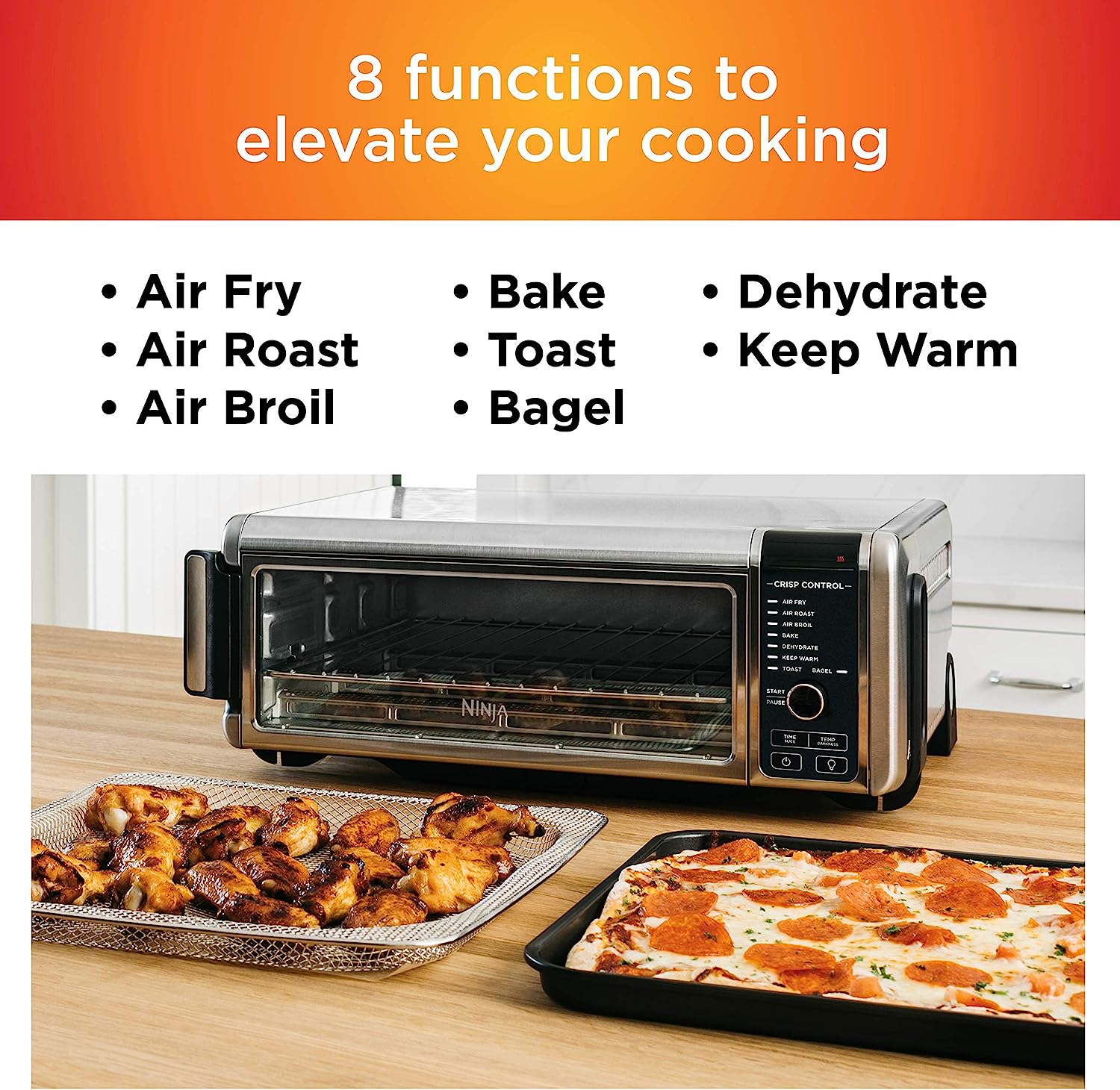 Ninja SP101 Digital Air Fry Countertop Oven with 8-in-1 Functionality, Flip Up & Away Capability for Storage Space, with Air Fry Basket