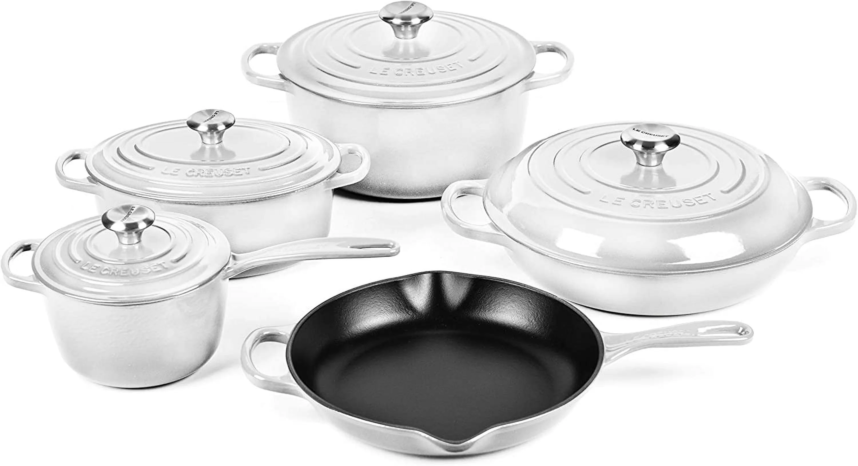 Creuset 9-piece Signature Cast Iron Cookware Set (White)