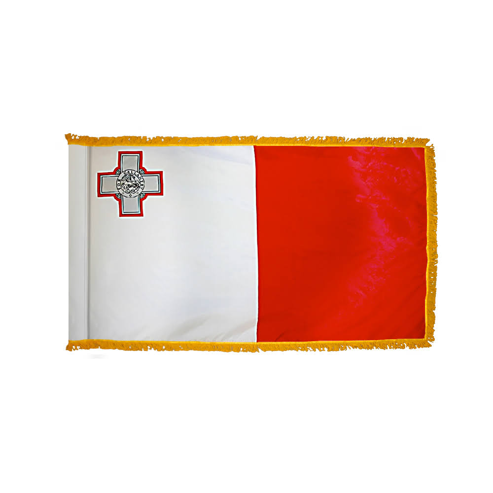 3ft. x 5ft. Malta Flag with Side Pole Sleeve and Fringe by US Flag Supply