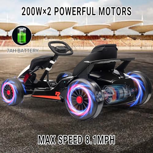 Kids Go Kart, Ride On Drift Kart with Dual 200W Motors, 24V Battery Powered Electric Drift Car, Outdoor 2-Speed Ride On Racing Toy for Boys Girls 6+