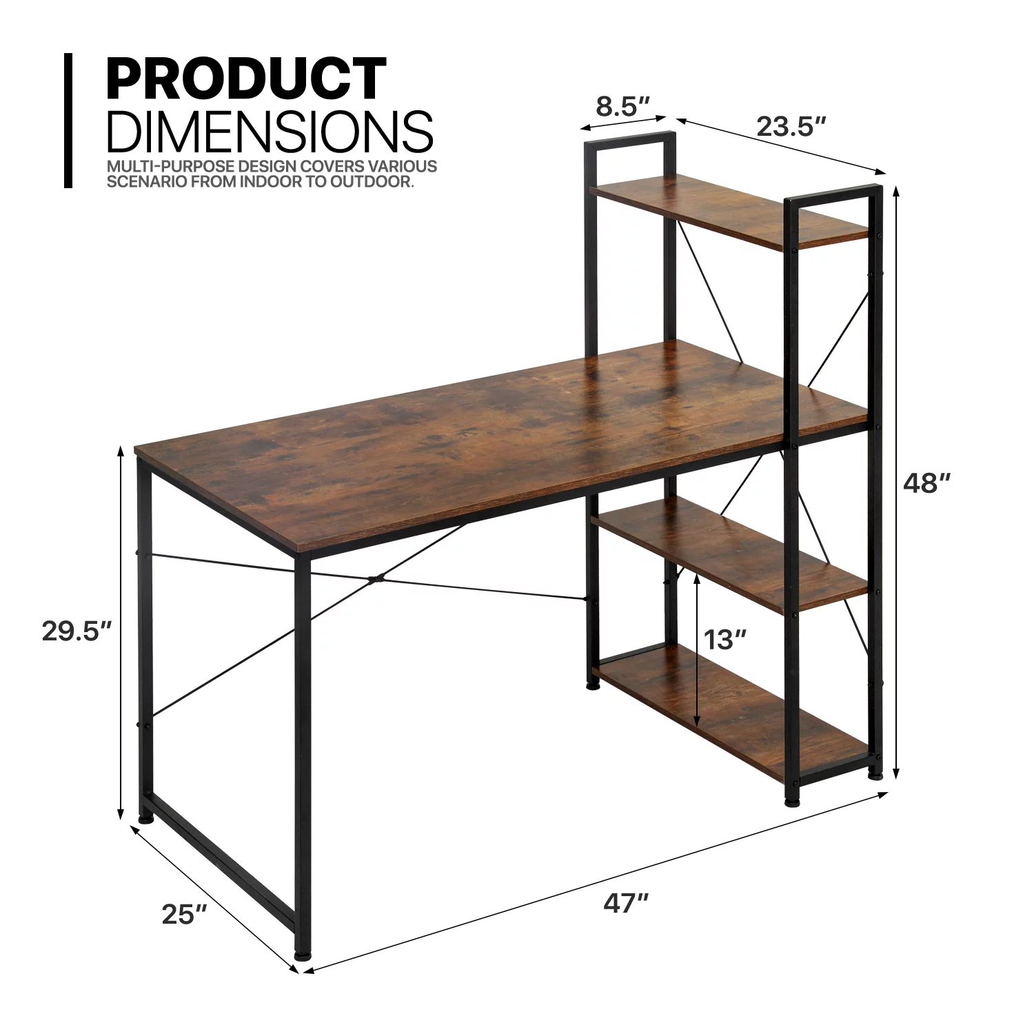MoNiBloom Computer Desk & Chair Set, Ergonomic High Back Chair and Study Writing Table with Display Bookshelf, Black