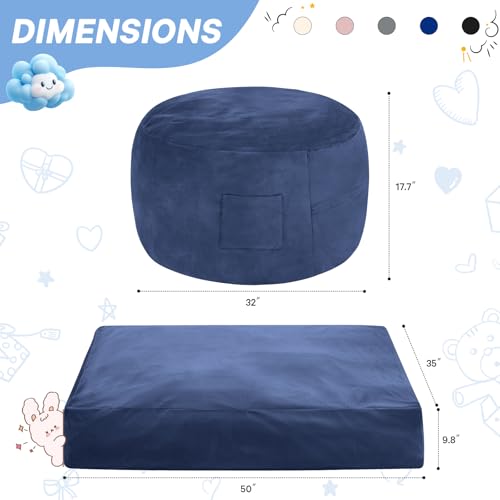 Bean Bag Chairs for Adults - Giant Bean Bag Chair Convertible Bean Bag Bed - Beanbag Chair with Micro Fiber Cover/Furniture Foam Filler