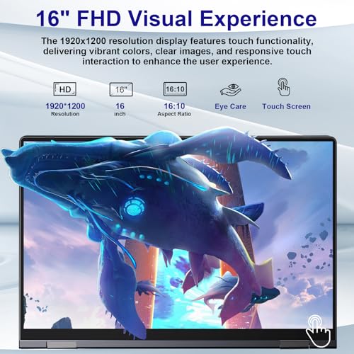 jumper 2 in 1 Laptop, 16 inch Convertible Laptop Computer with IPS FHD 360 Degree Touchscreen, 640GB Storage, 16GB RAM, Fingerprint Reader